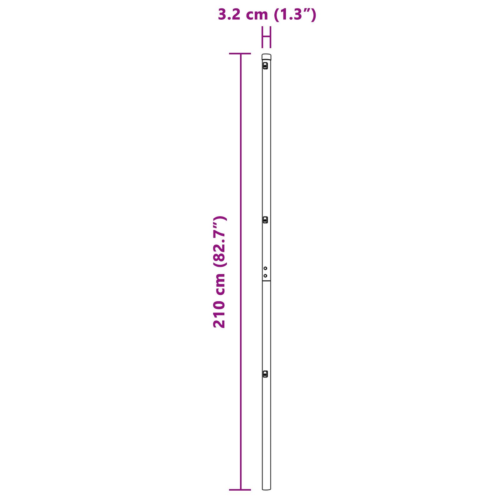 vidaXL Zaunpfosten 7 Stk. Grau Ø32 mm 210 cm Verzinkter Stahl