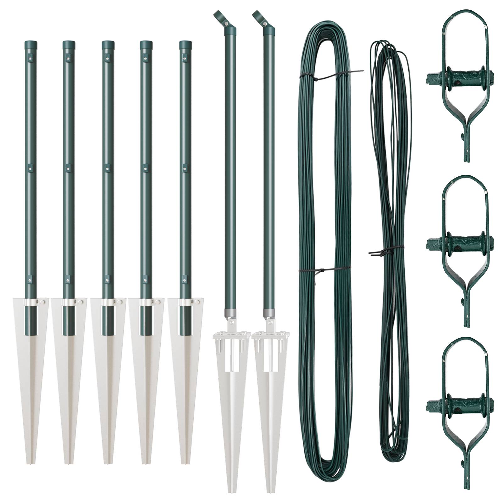 vidaXL Zaunpfosten mit Spitze 7 Stück Ø32 mm 80 cm verzinkter Stahl