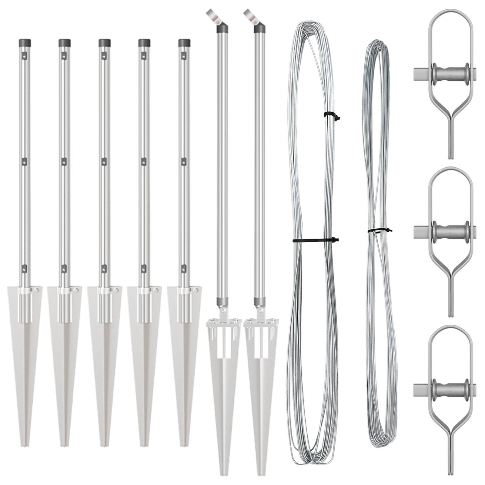 vidaXL Zaunpfosten mit Spitzen 7 Stk. Ø32 mm 60 cm Verzinkter Stahl