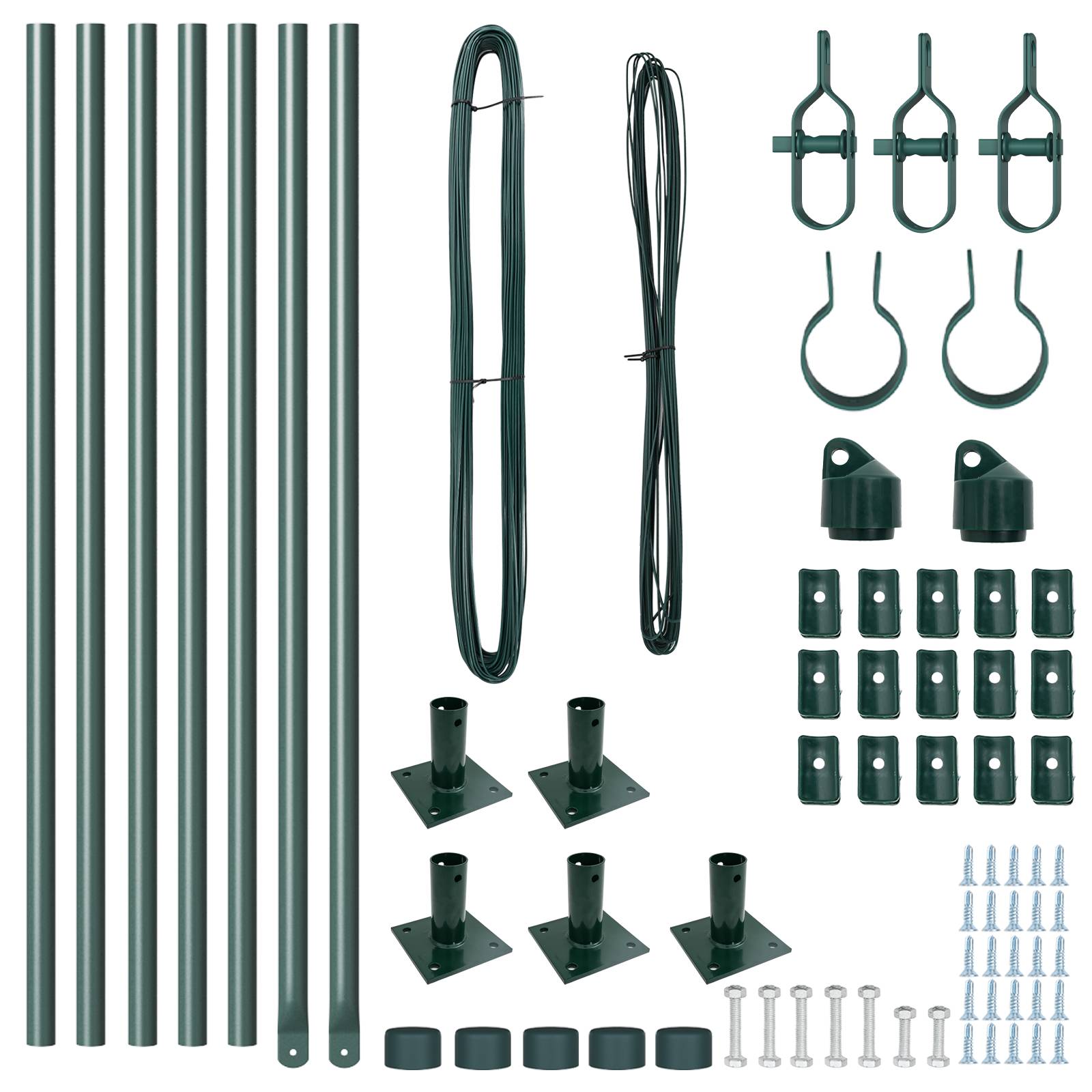 vidaXL Zaunpfosten mit Bodenplatten 7 Stk. Ø32mm 70cm Stahl Verzinkt