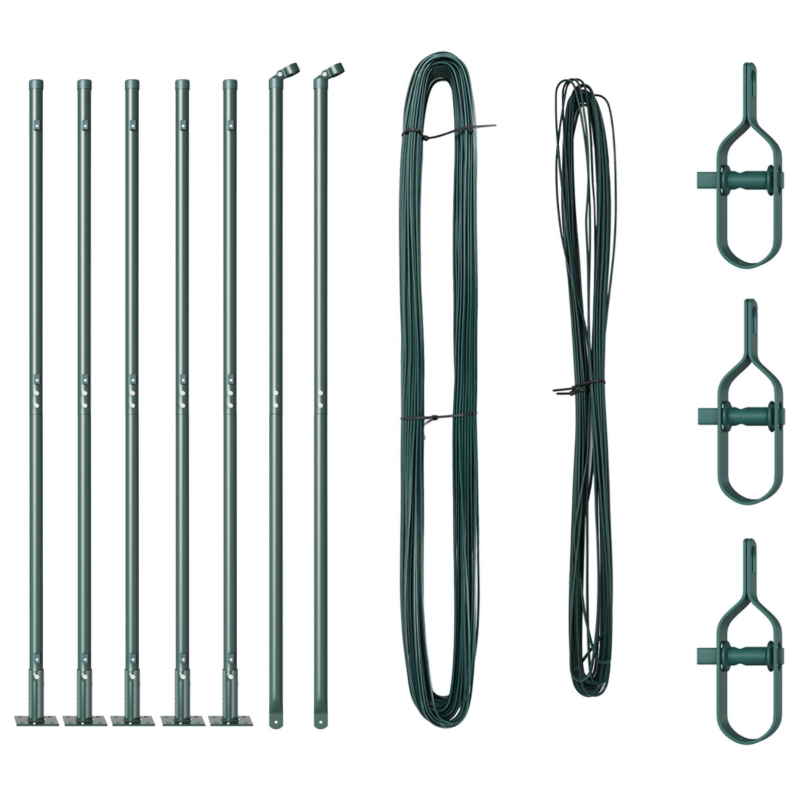 vidaXL Zaunpfosten mit Bodenplatten 7 Stk. Ø32mm 83,5cm Stahl Verzinkt