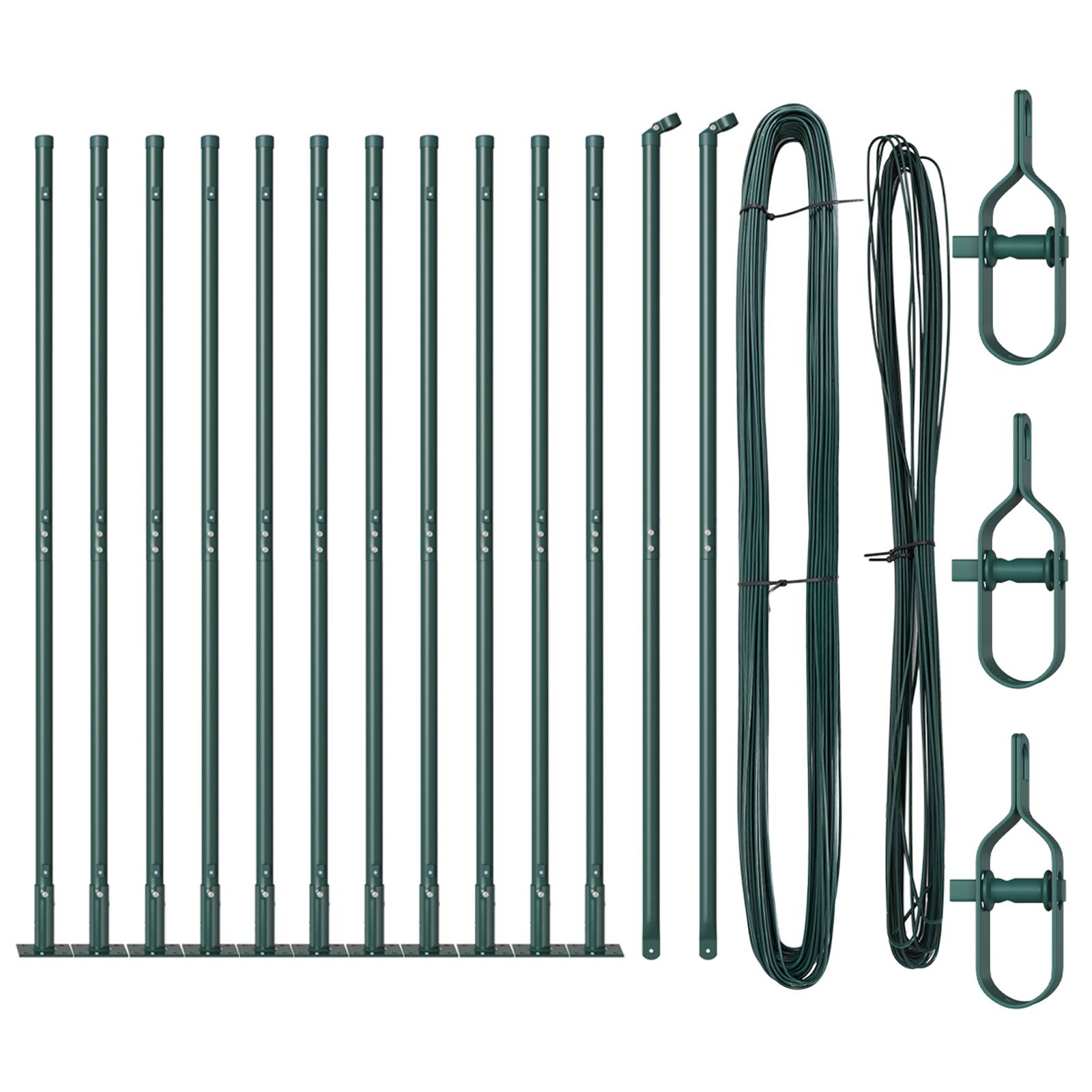 vidaXL Zaunpfosten mit Bodenplatten 13 Stk Ø32mm 83,5cm Stahl Verzinkt