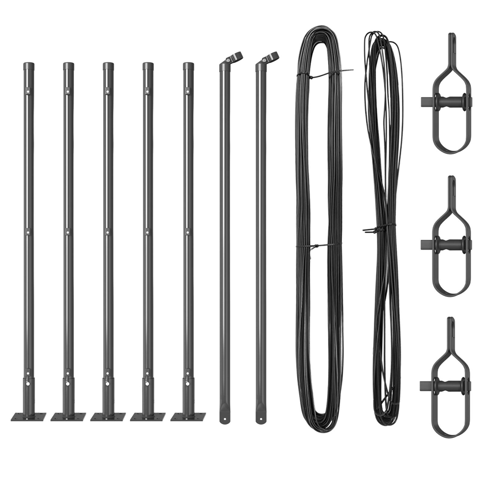 vidaXL Zaunpfosten mit Bodenplatten 7 Stk. Ø32mm 70cm Verzinkter Stahl