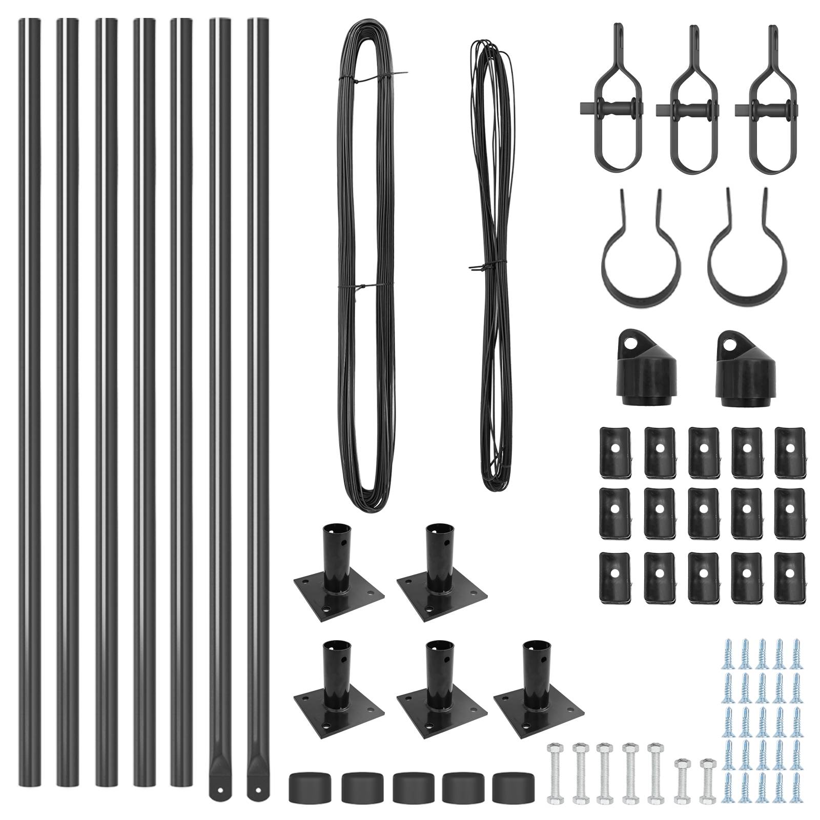vidaXL Zaunpfosten mit Bodenplatten 7 Stk. Ø32mm 110cm Stahl Verzinkt