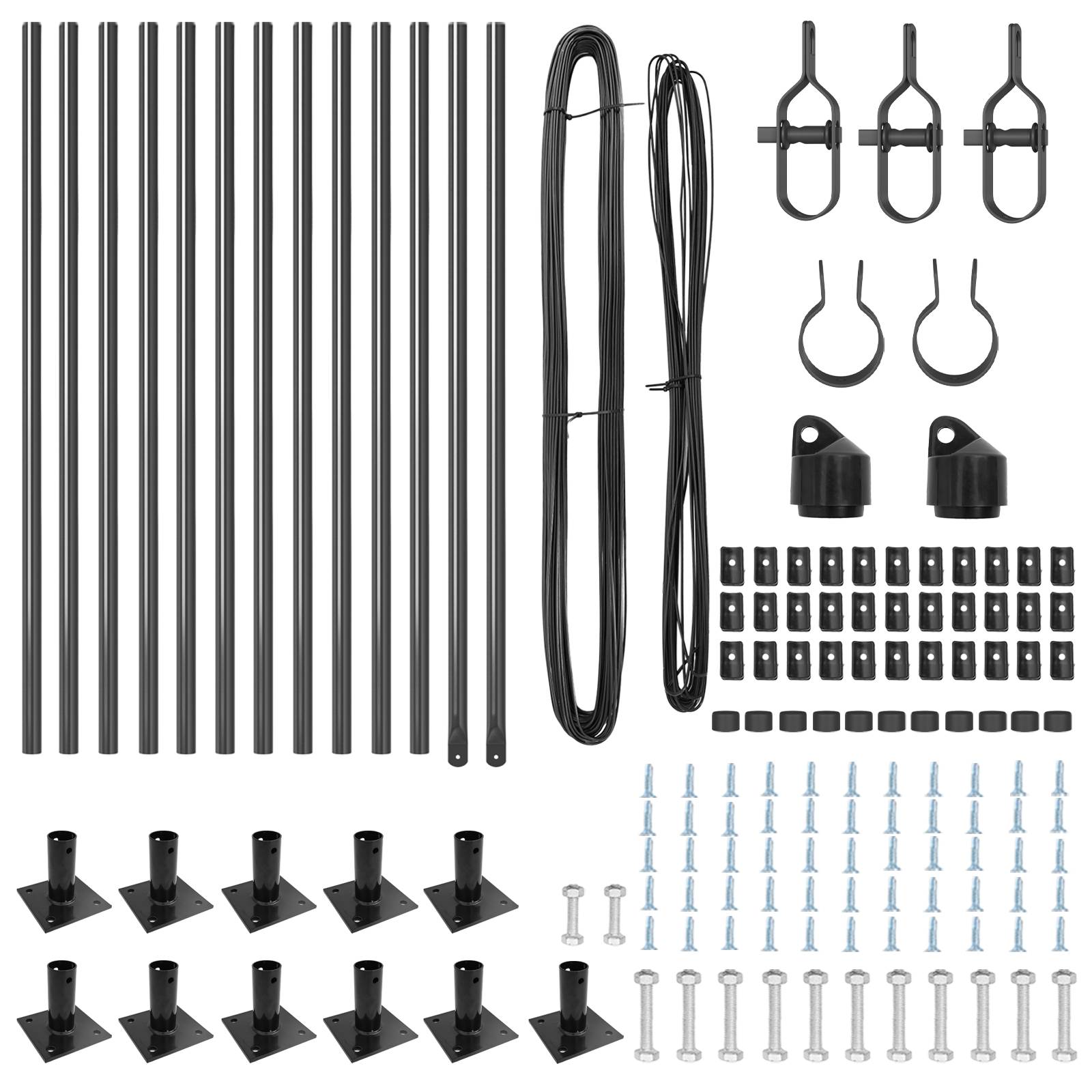 vidaXL Zaunpfosten mit Bodenplatten 13 Stk. Ø32mm 110cm Stahl Verzinkt