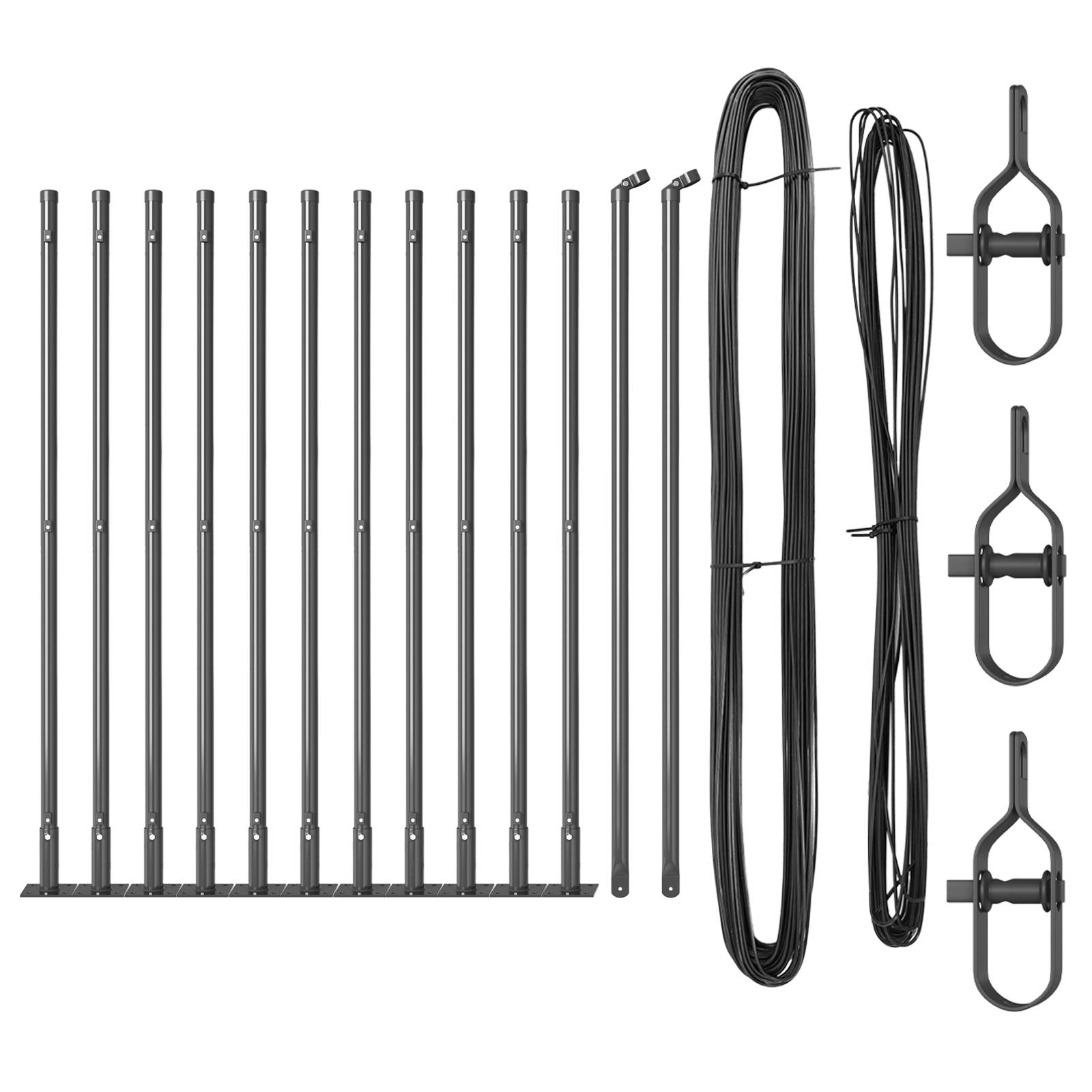vidaXL Zaunpfosten mit Bodenplatten 13 Stk Ø32mm 70cm Stahl Verzinkt