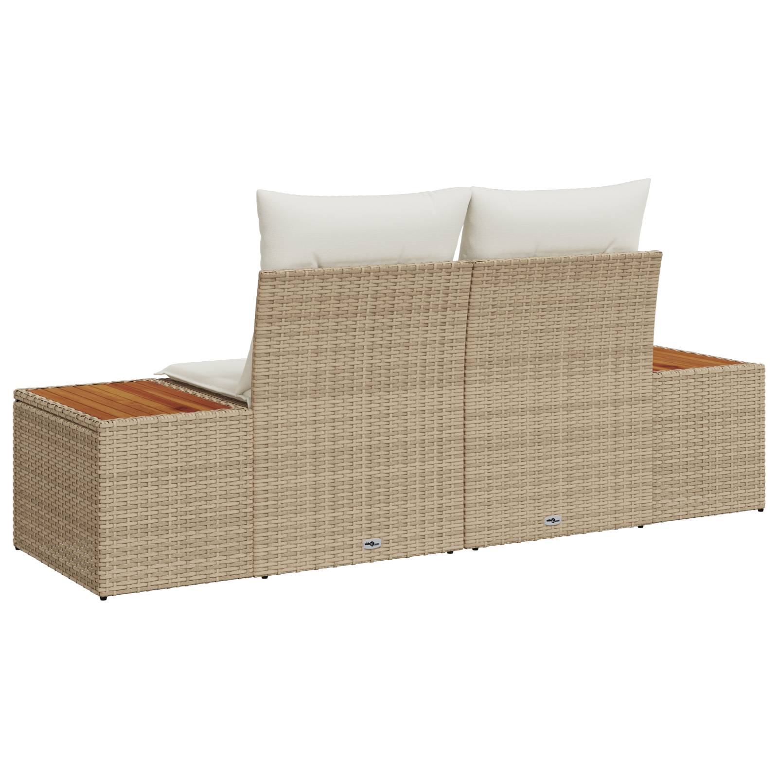 vidaXL Gartensofa 2-Sitzer mit Stauraum und Kissen Beige Poly Rattan