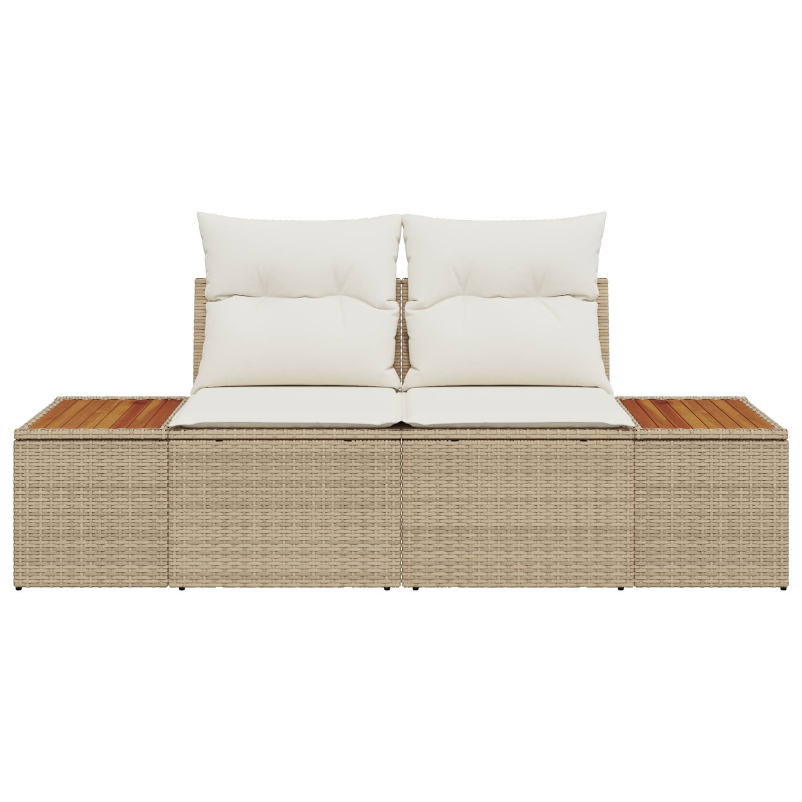 vidaXL Gartensofa 2-Sitzer mit Stauraum und Kissen Beige Poly Rattan