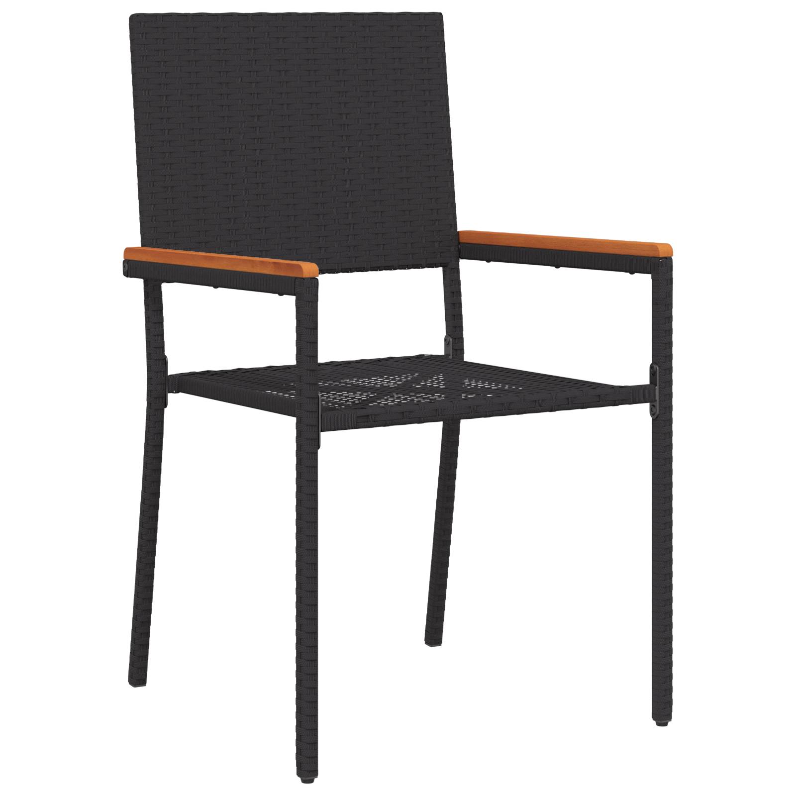 vidaXL stapelbare Gartenstühle - 2-teiliges Set aus schwarzem Poly-Rattan