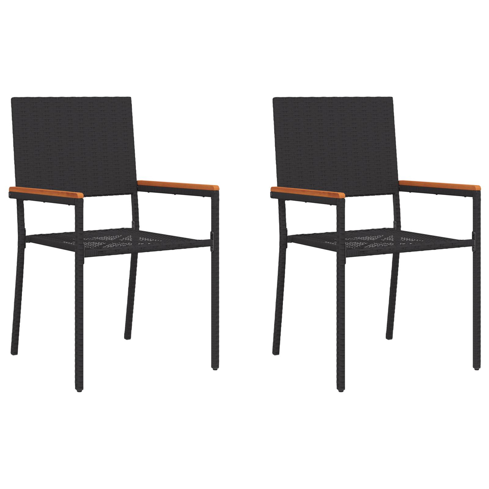vidaXL stapelbare Gartenstühle - 2-teiliges Set aus schwarzem Poly-Rattan