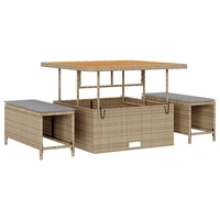 vidaXL 9-teiliges Garten-Sofa-Set mit Kissen Beige Poly Rattan Akazie vidaXL 9-teiliges Garten-Sofa-Set mit Kissen Beige Poly Rattan Akazie