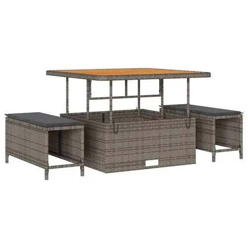 vidaXL 12-teiliges Garten Sofa Set mit Kissen Grau Poly Rattan Akazie vidaXL 12-teiliges Garten Sofa Set mit Kissen Grau Poly Rattan Akazie