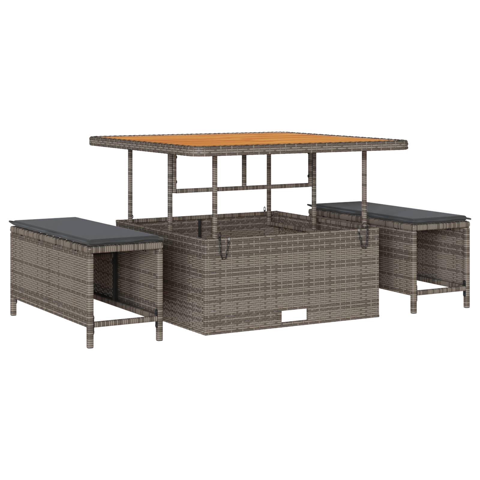 vidaXL 8-teiliges Garten Sofa Set mit Kissen Grau Poly Rattan Akazie