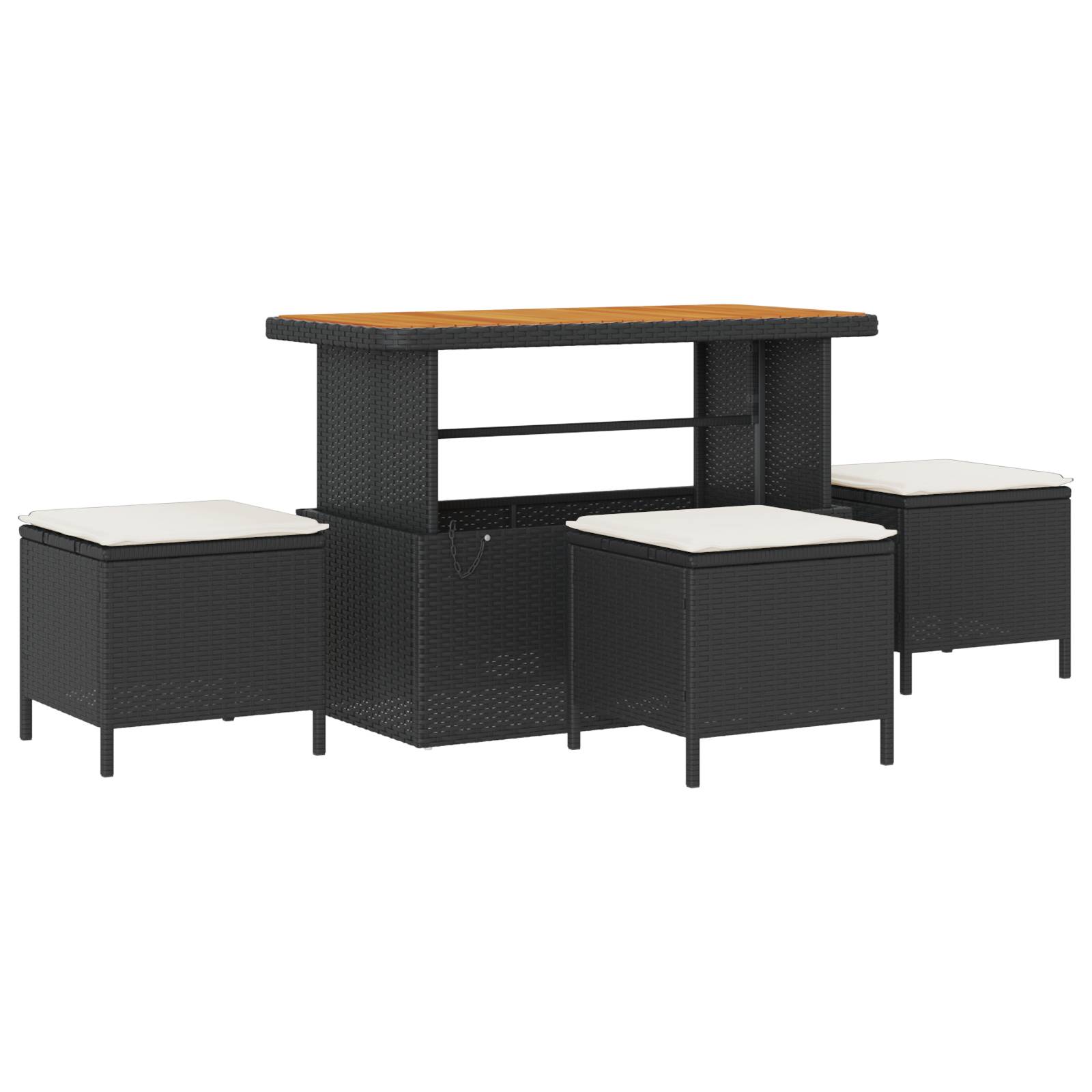 vidaXL 10-teiliges Garten-Sofa-Set mit Kissen Schwarz Poly-Rattan Akazie