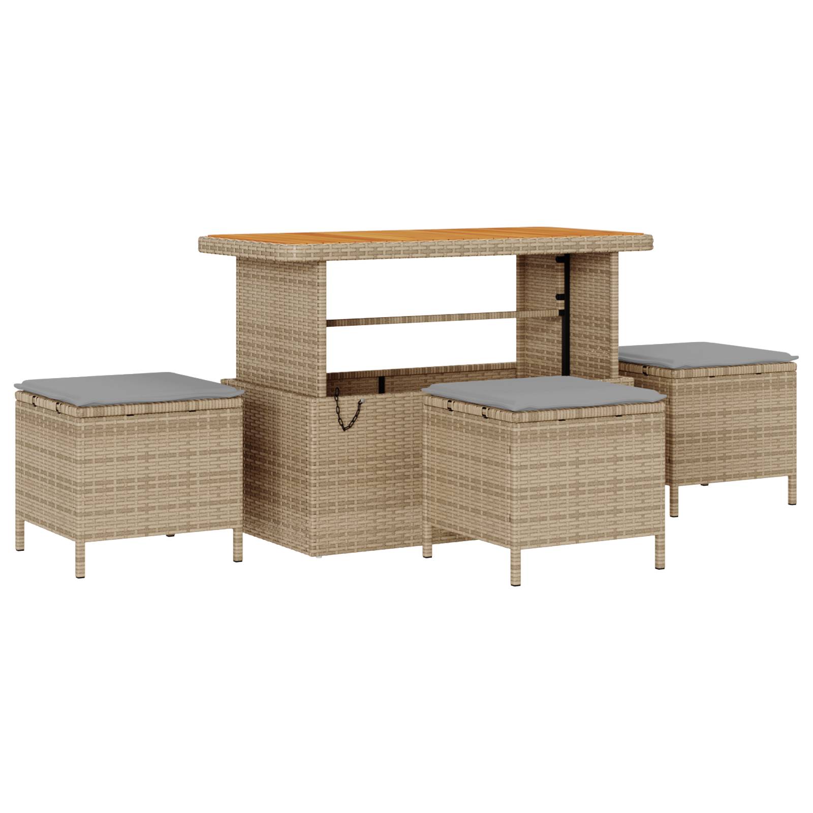 vidaXL 4-tlg. Garten-Essgruppe mit Kissen Beige Poly Rattan Akazie