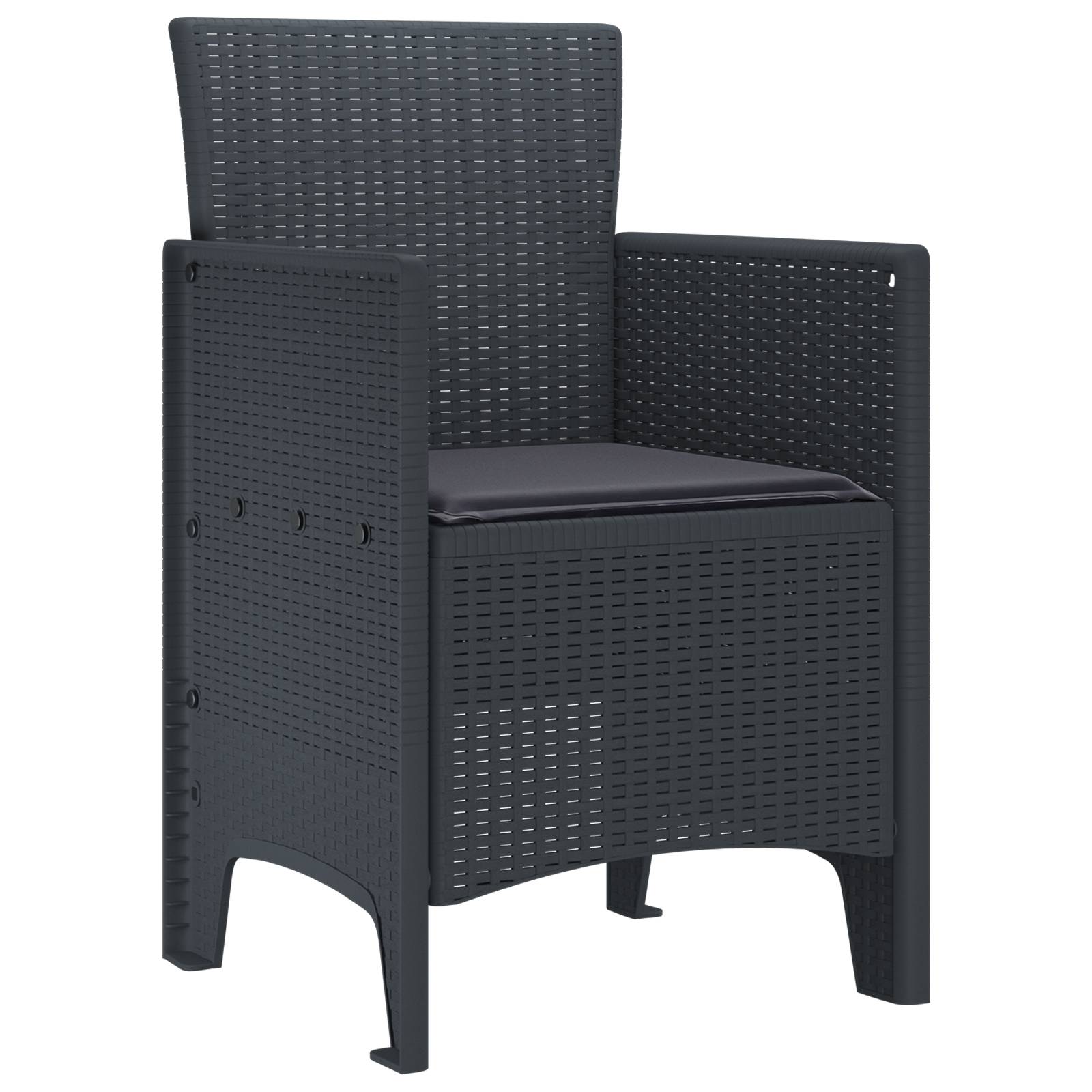 vidaXL Gartenstühle mit Kissen 4 Stk. Anthrazit Poly Rattan