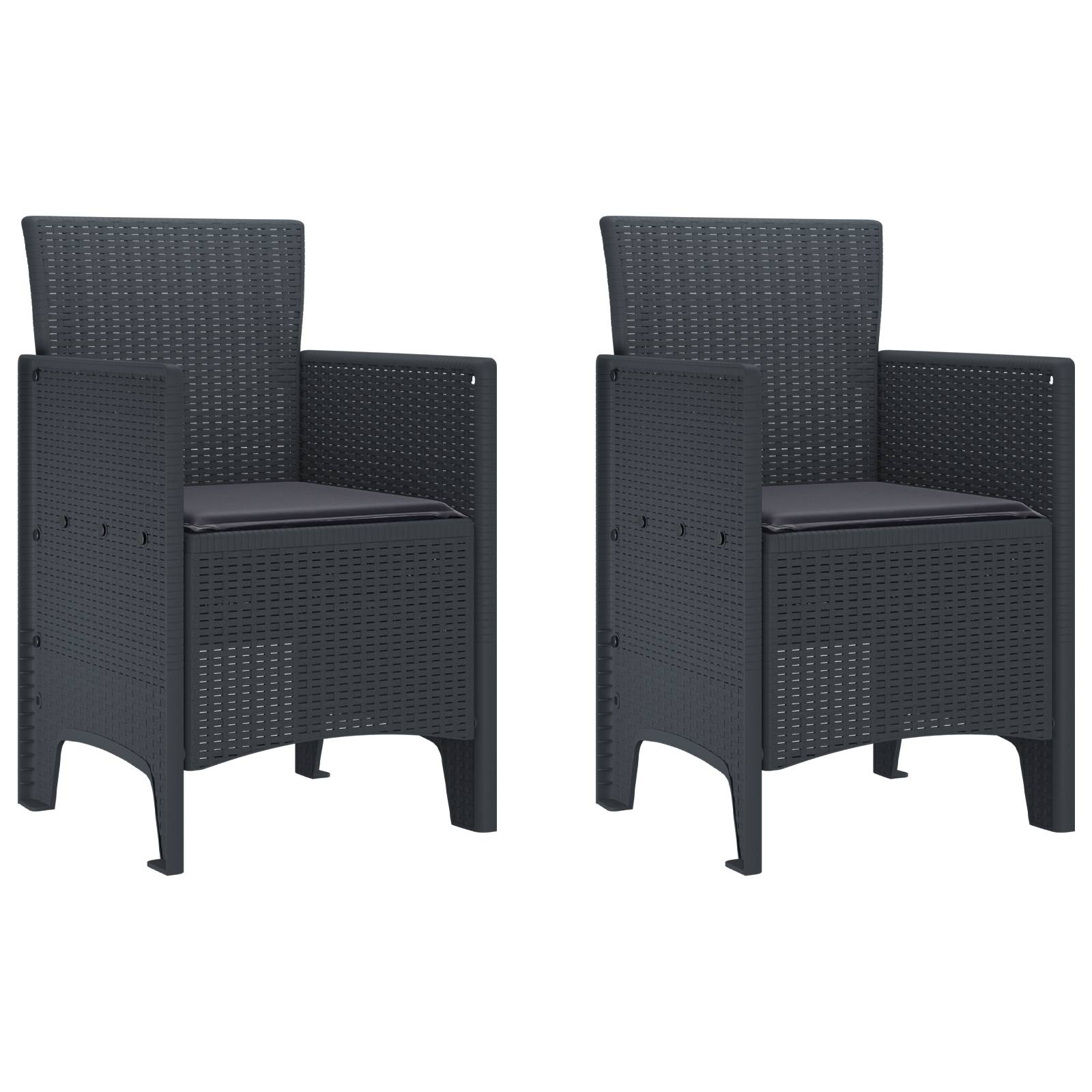 vidaXL 3-tlg. Garten-Essgruppe mit Kissen Anthrazit Poly Rattan