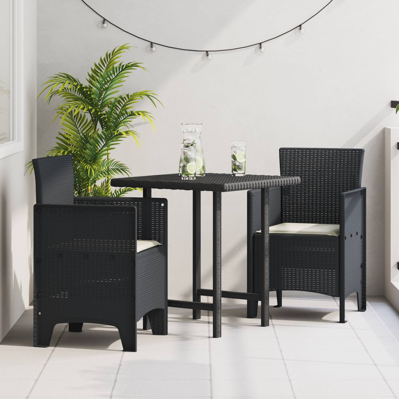 vidaXL Gartenstühle mit Kissen 2 Stk. Anthrazit Poly Rattan