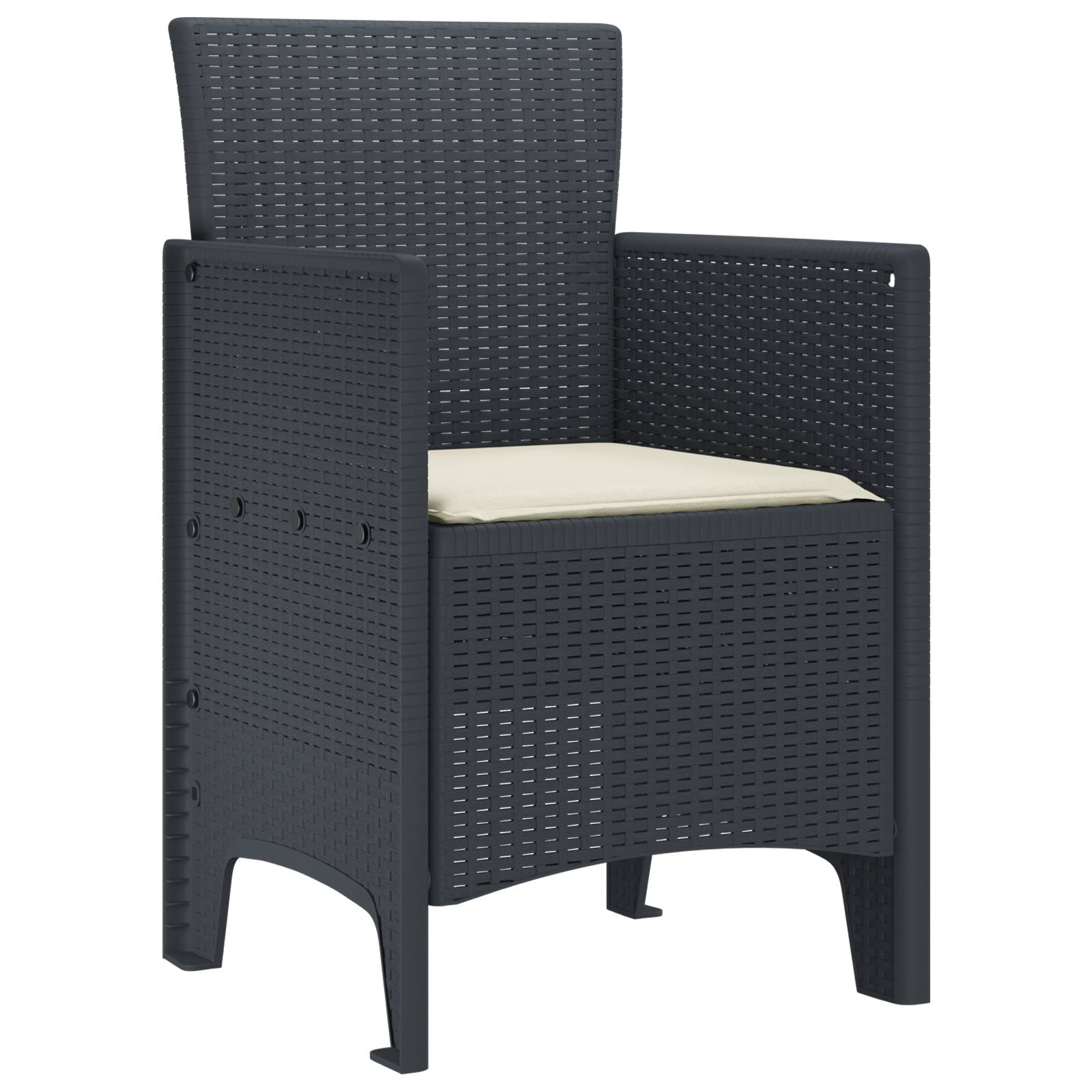 vidaXL Gartenstühle mit Kissen 4 Stk. Anthrazit Poly Rattan