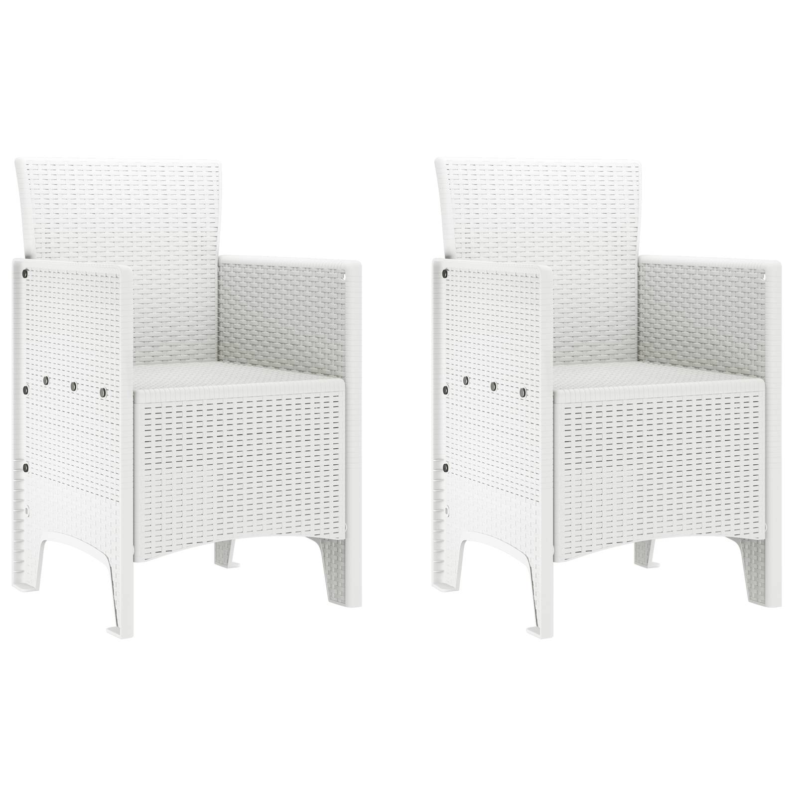 vidaXL 3-tlg. Garten-Essgruppe Weiß Poly Rattan