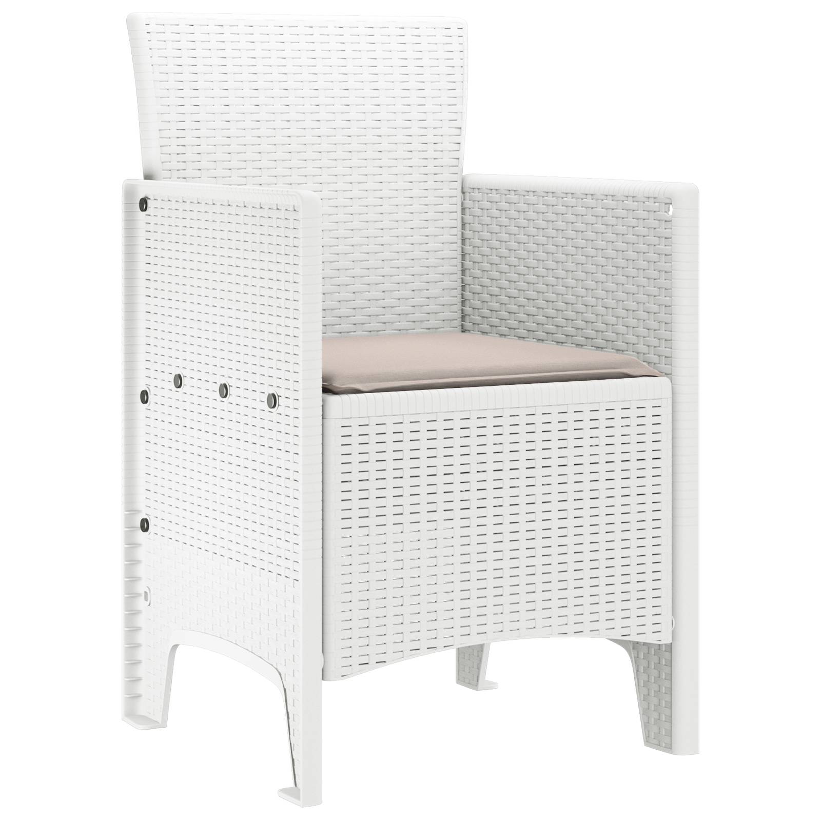 vidaXL Gartenstühle mit Kissen 2 Stk. Weiß Poly Rattan