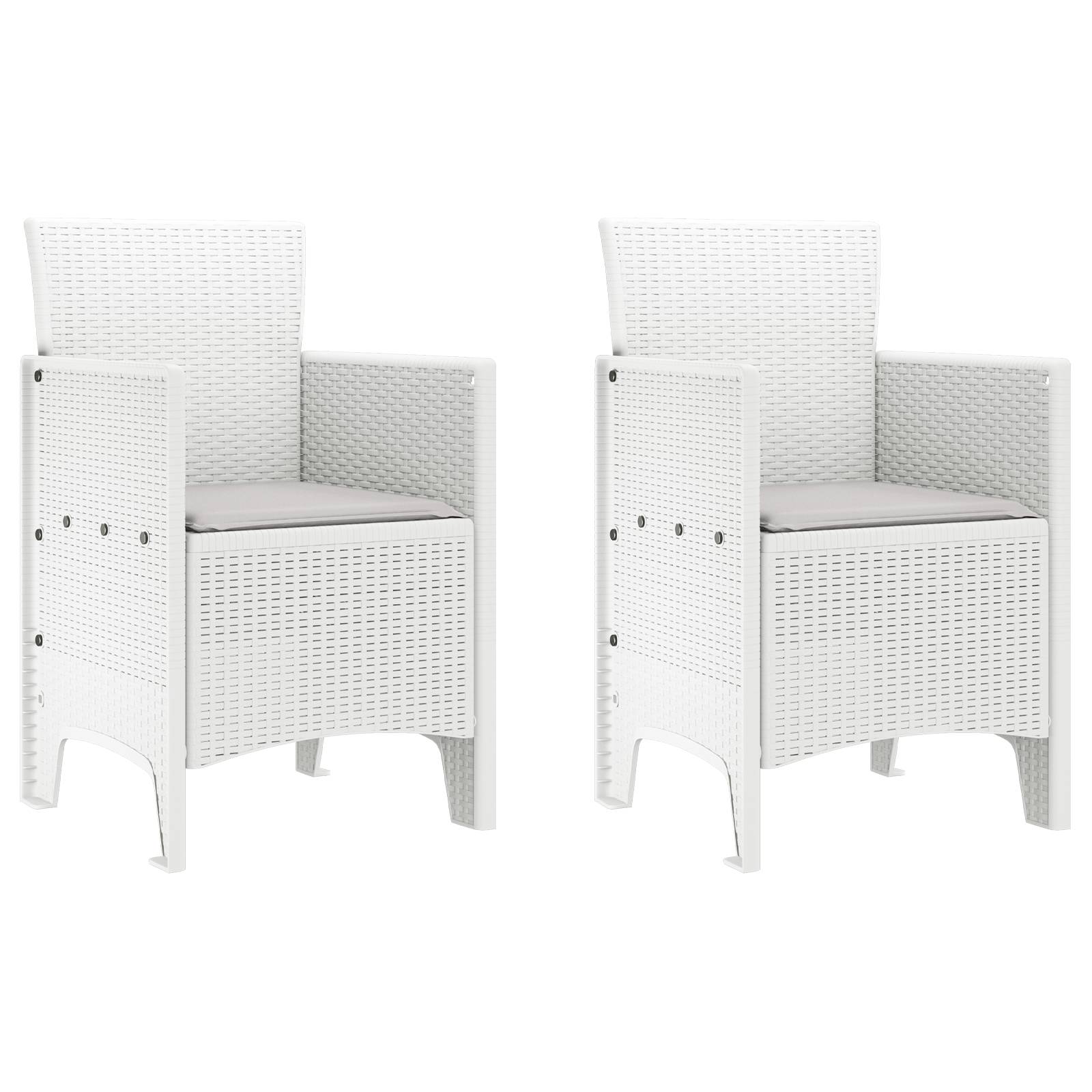 vidaXL Gartenstühle mit Kissen 2 Stk. Weiß Poly Rattan
