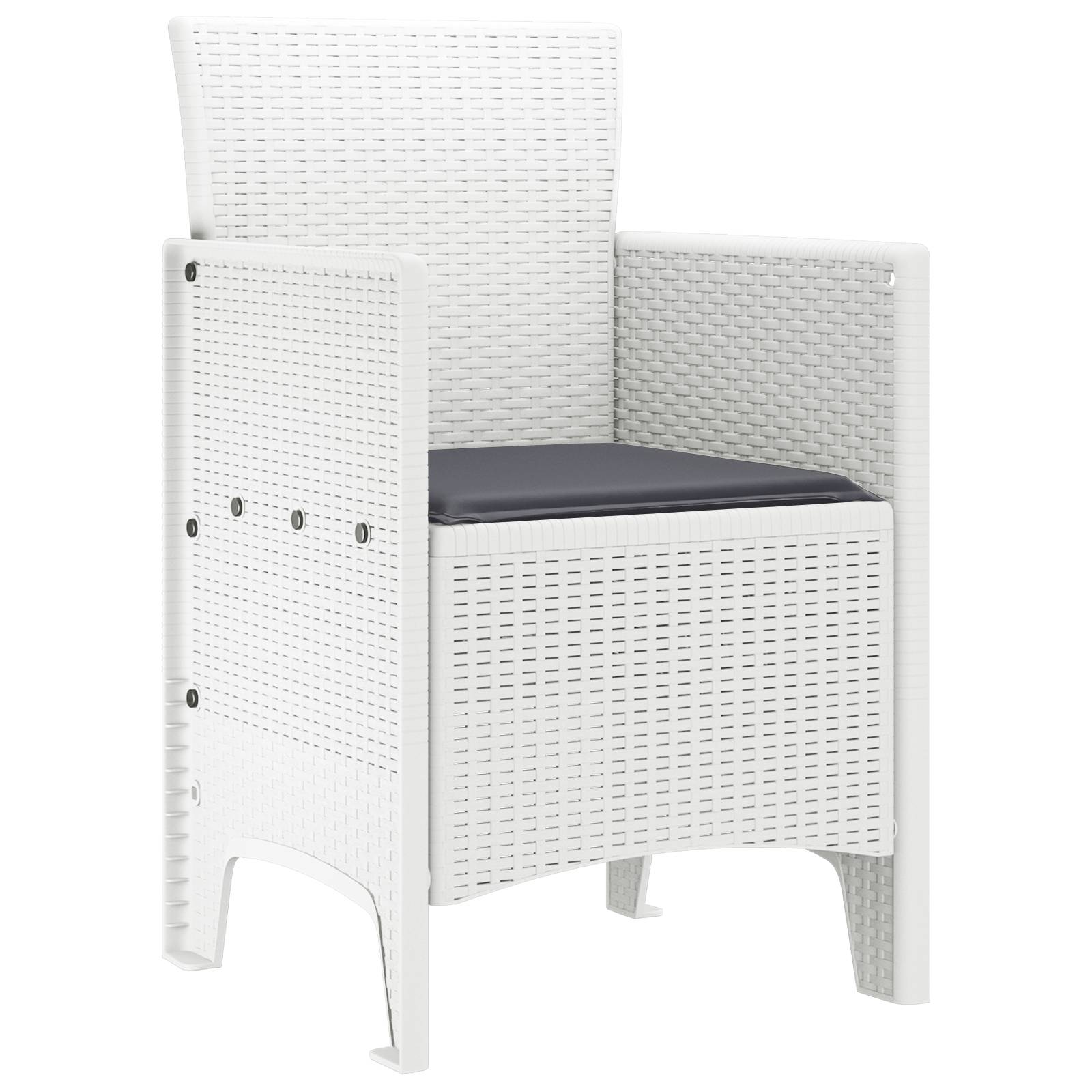 vidaXL Gartenstühle mit Kissen 4 Stk. Weiß Poly Rattan