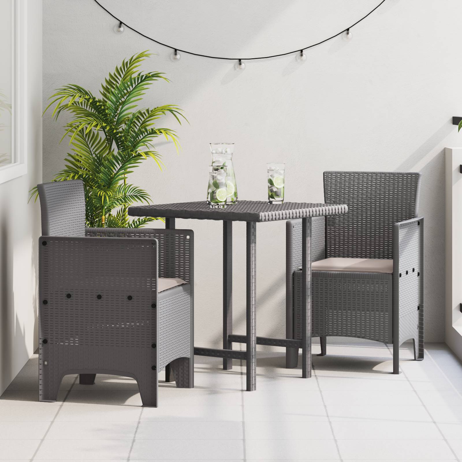 vidaXL Gartenstühle mit Kissen 2 Stk. Hellgrau Poly Rattan