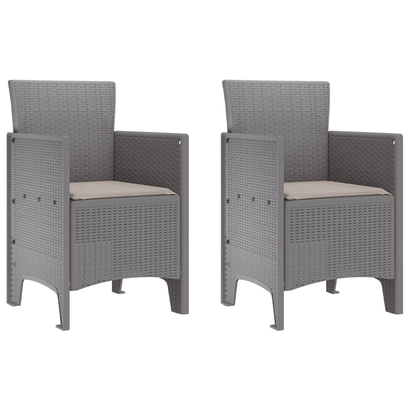vidaXL Gartenstühle mit Kissen 2 Stk. Hellgrau Poly Rattan