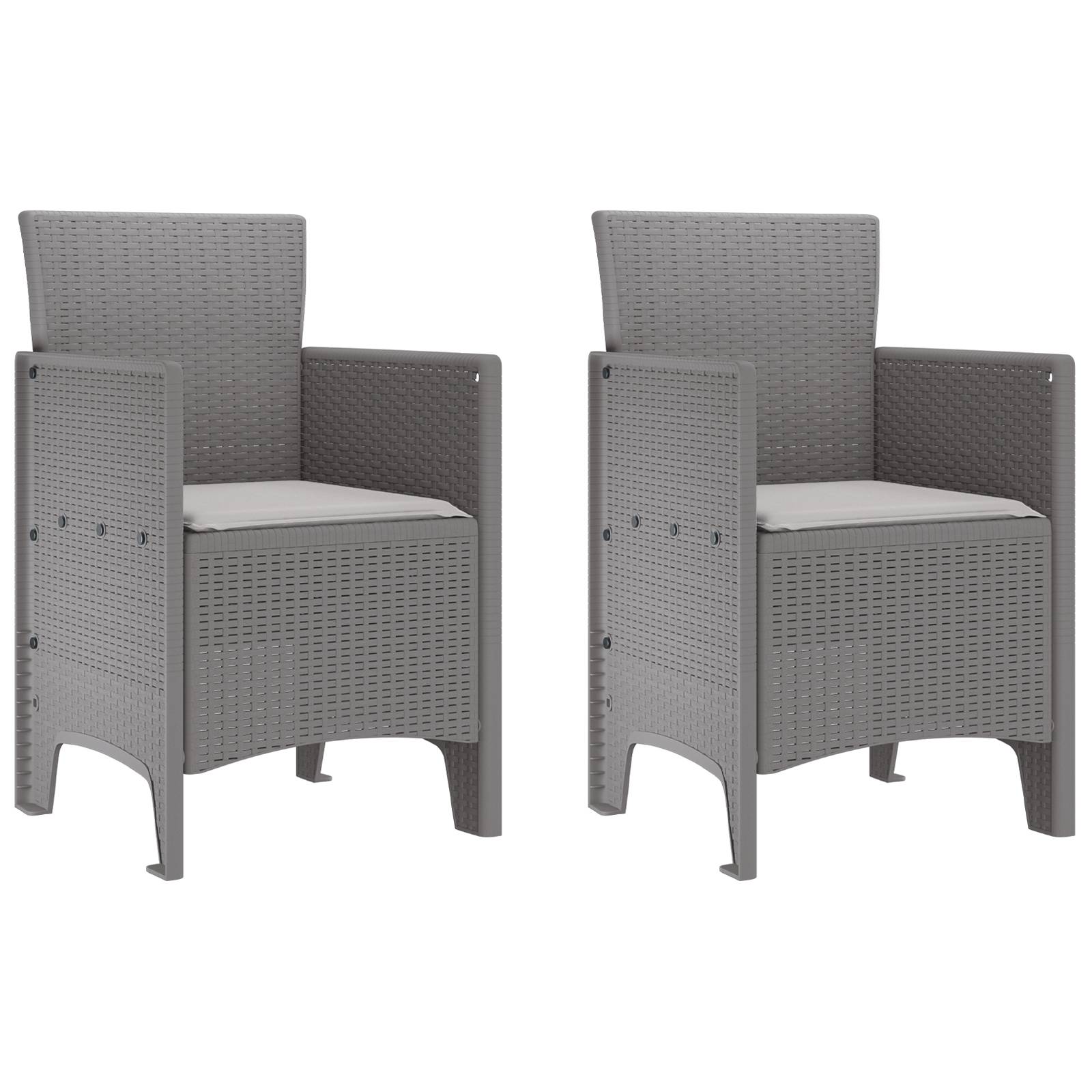 vidaXL 3-tlg. Garten-Essgruppe mit Kissen Hellgrau Poly Rattan