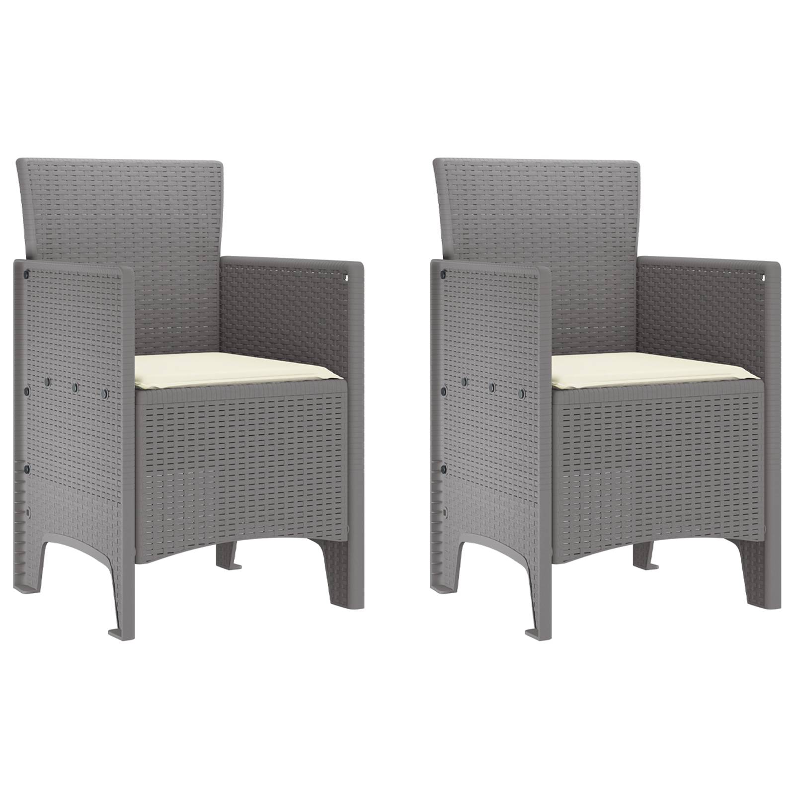 vidaXL Gartenstühle mit Kissen 2 Stk. Hellgrau Poly Rattan