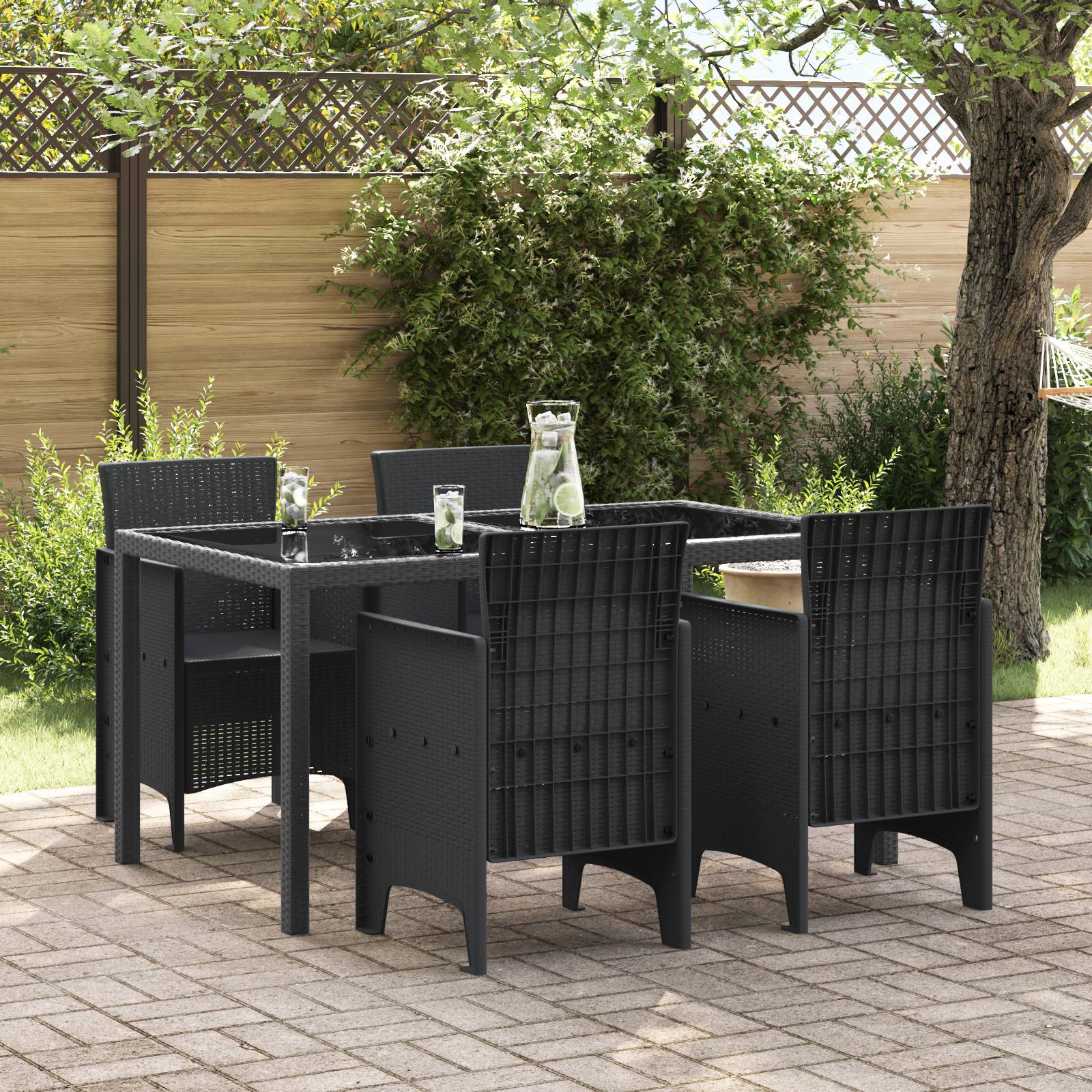 vidaXL Gartenstühle 4 Stk. Anthrazit Poly Rattan