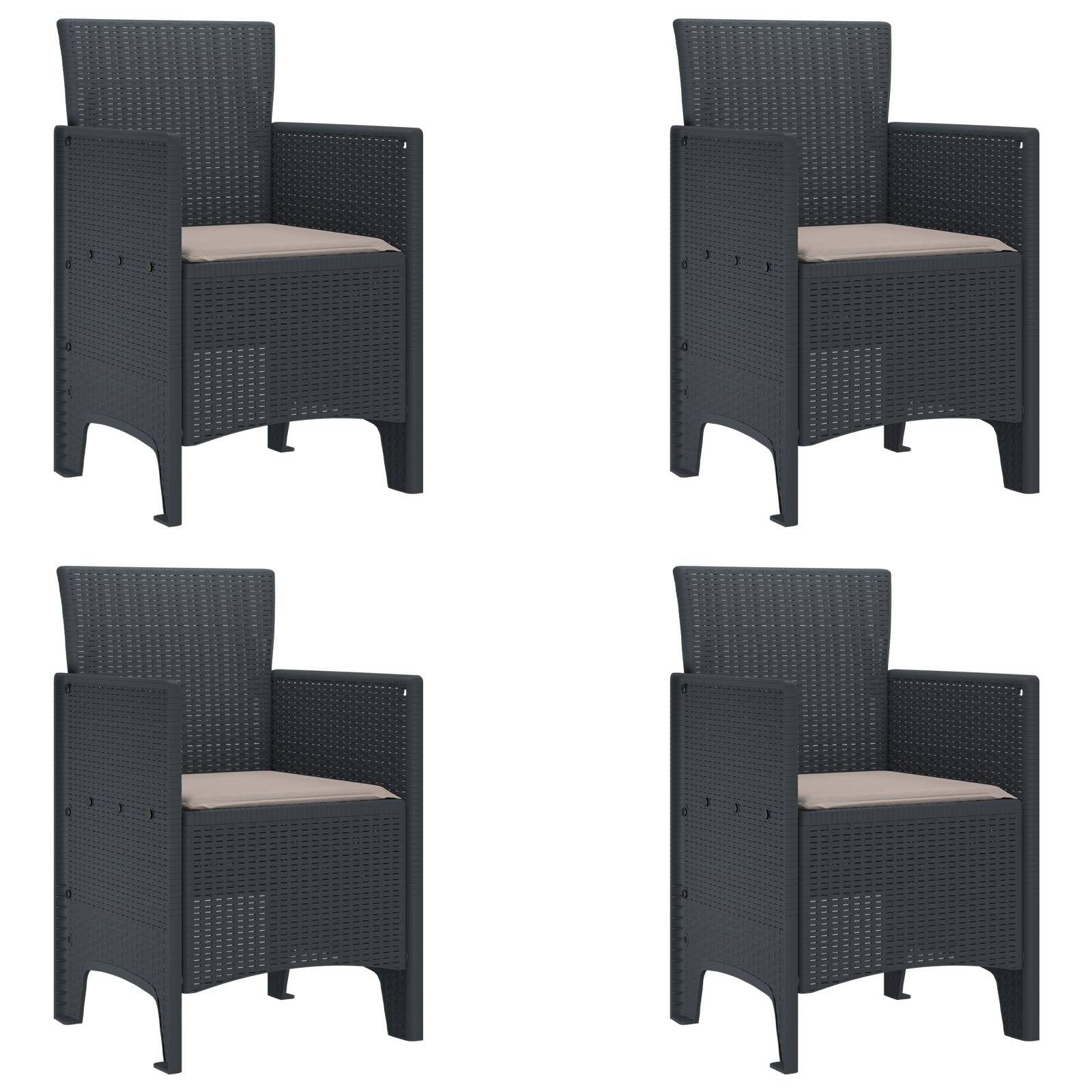 vidaXL 5-teiliges Garten Essgruppe mit Kissen Anthrazit Poly Rattan
