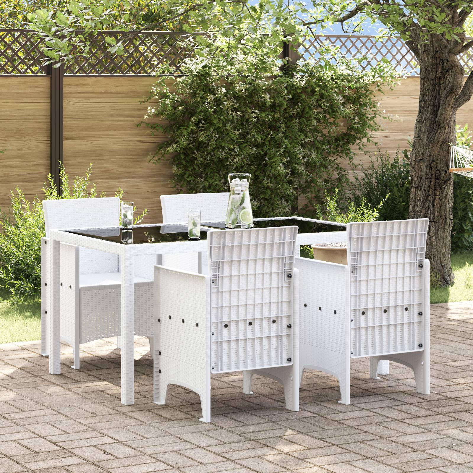 vidaXL Gartenstühle 4 Stk. Weiß Poly Rattan