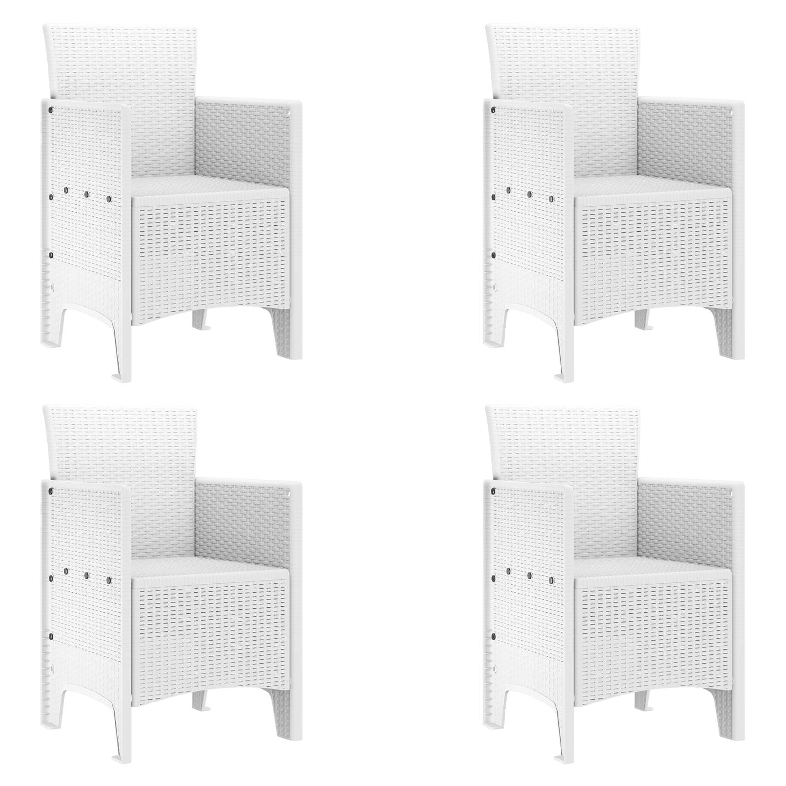 vidaXL Gartenstühle 4 Stk. Weiß Poly Rattan