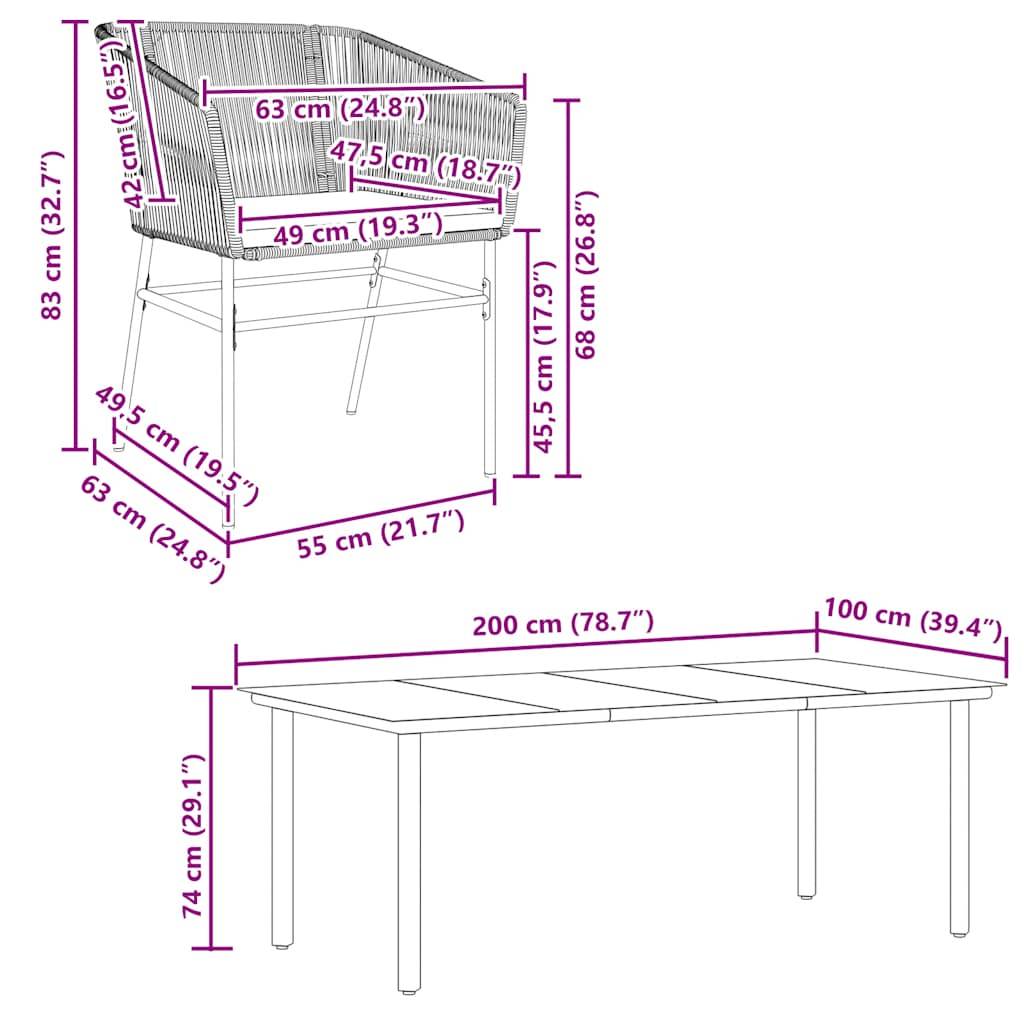 vidaXL 9-tlg. Garten-Essgruppe mit Kissen Braun Poly Rattan Glas