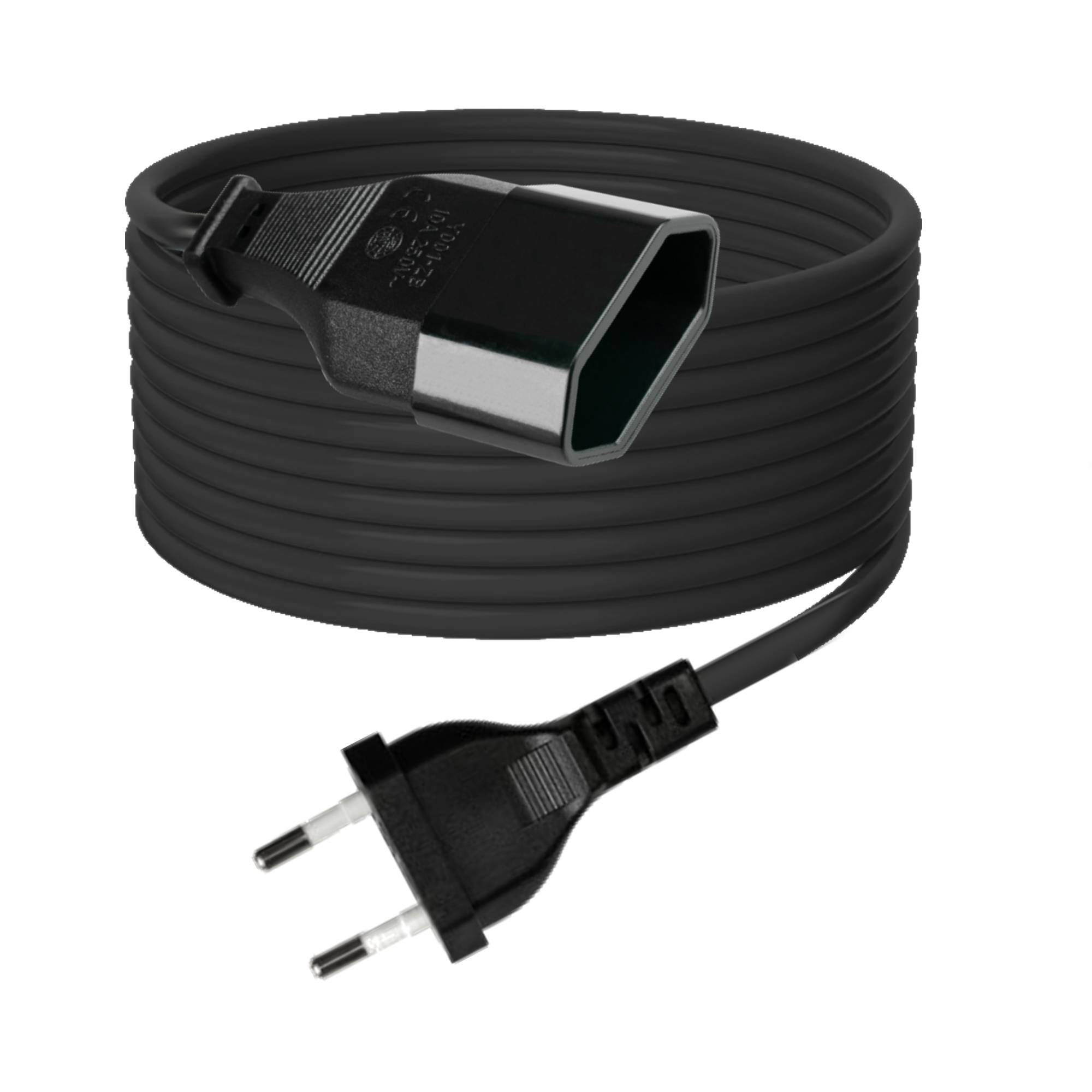 2m Euro Verlängerungskabel Verlängerung Stromkabel schwarz Kabel Power