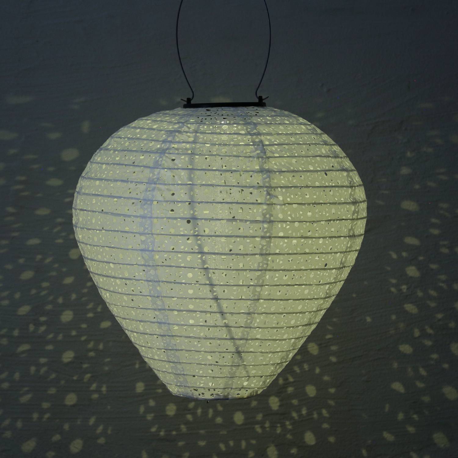 LED Solar Lampion Ballon Blumenmuster weiß 30cm Party Balkon Gartenlampion 2St.