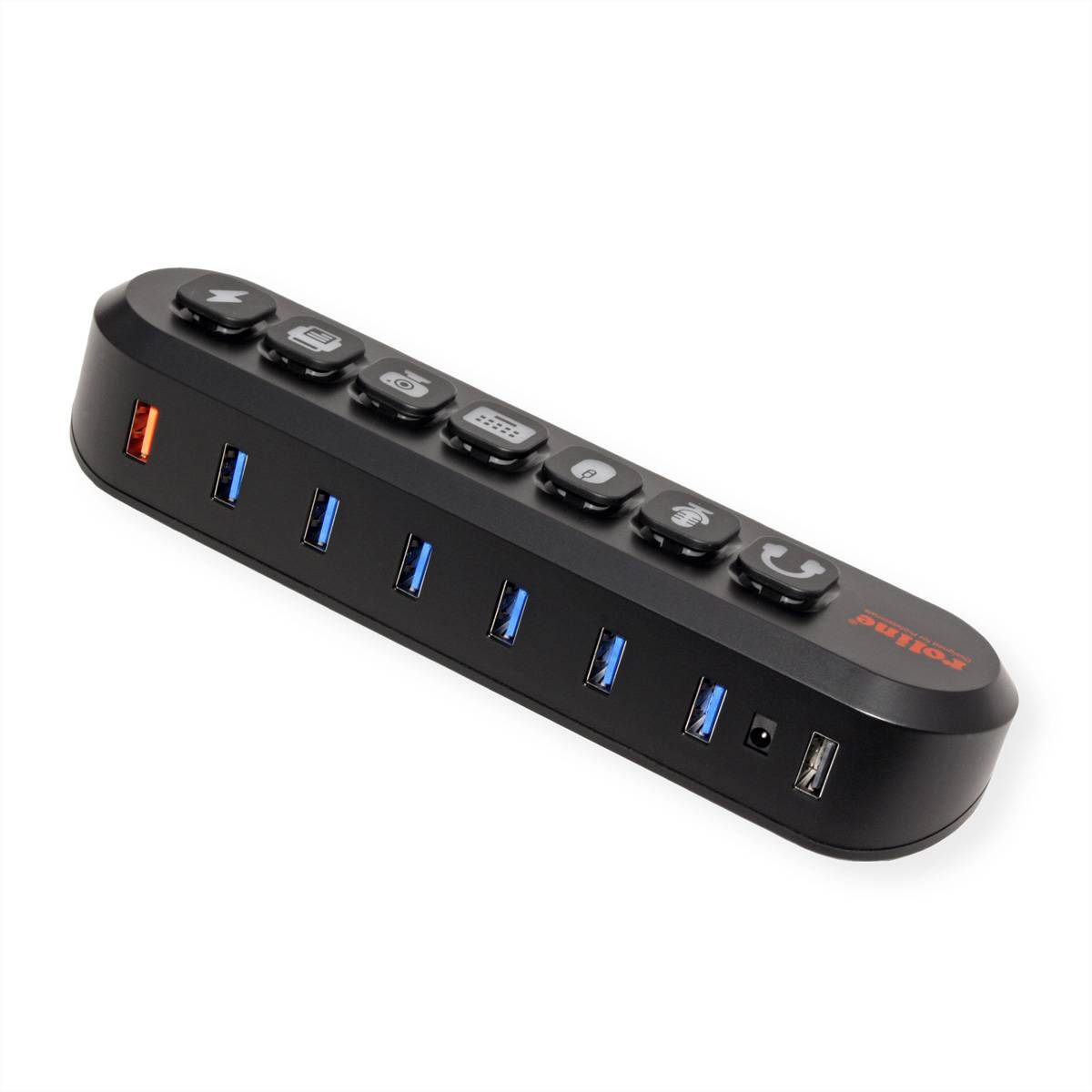 ROLINE USB 3.2 Gen 1 Hub, 7fach, austauschbare Tasten, Typ-A-Anschlusskabel