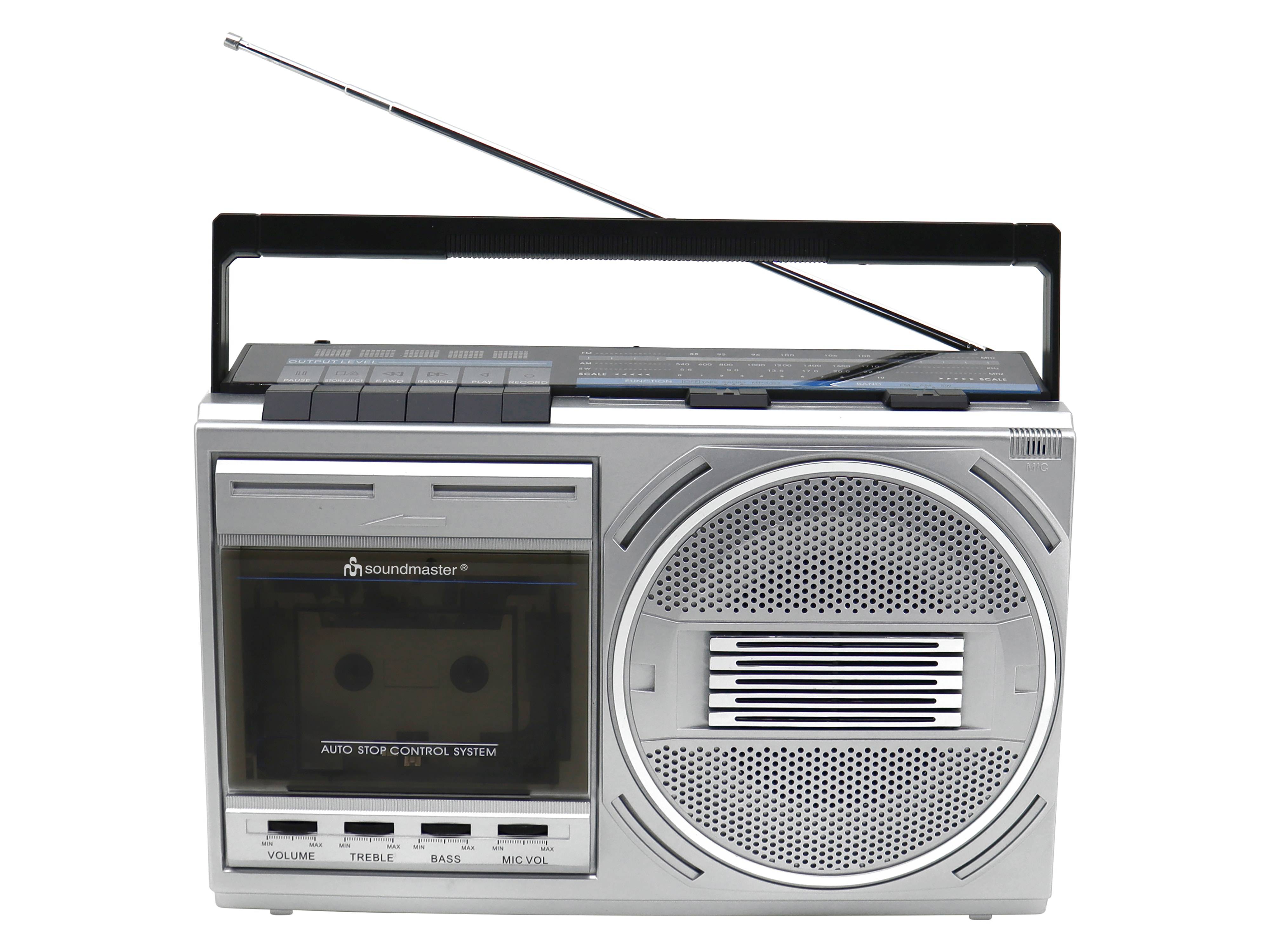 SOUNDMASTER Retro Radiokassettenrekorder RR20SI, UKW, Bluetooth, USB, silber