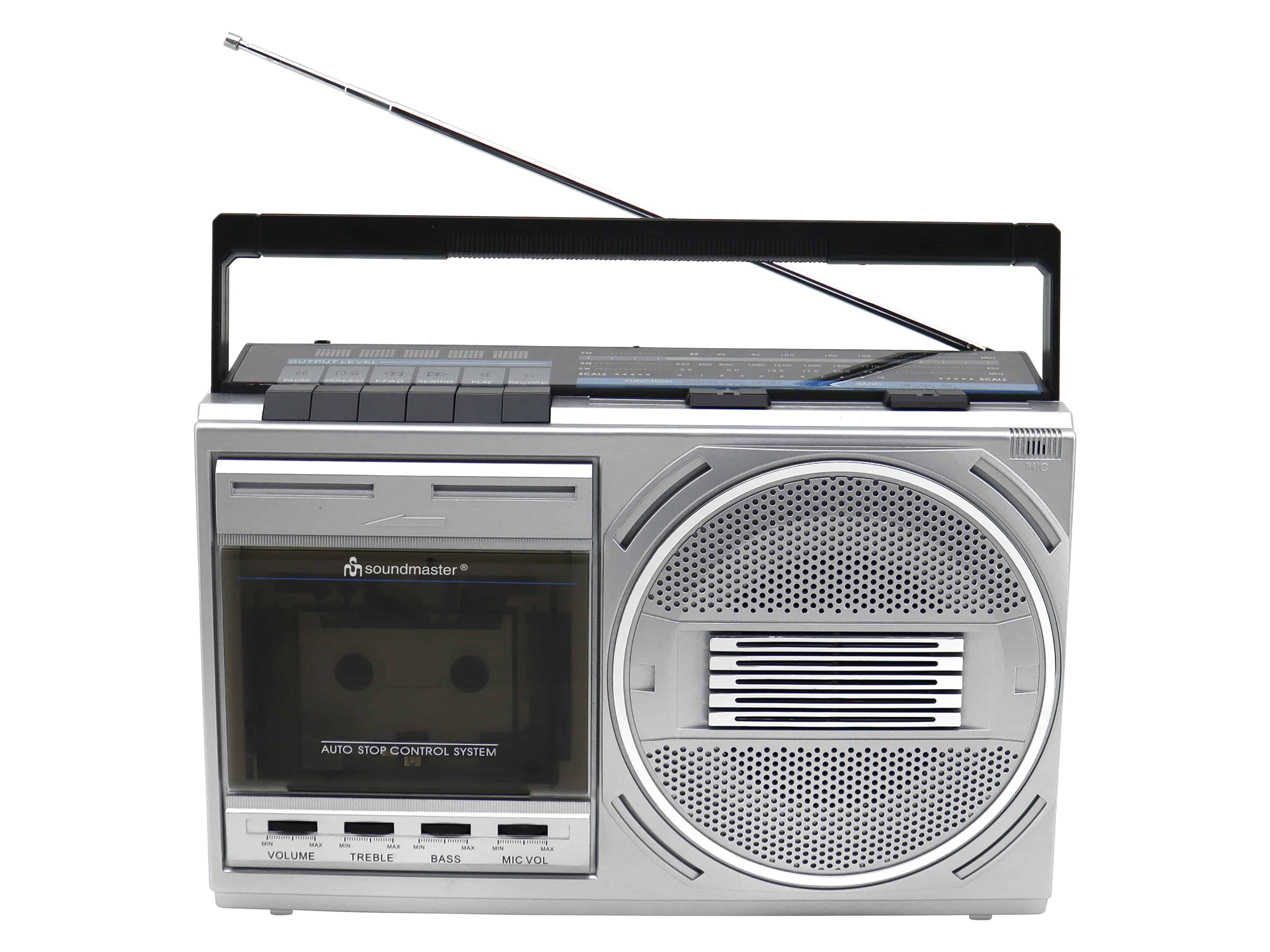 SOUNDMASTER Retro Radiokassettenrekorder RR20SI, UKW, Bluetooth, USB, silber