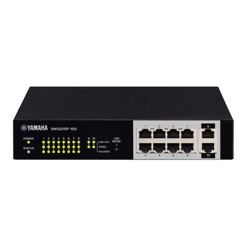 YAMAHA SWX2210P-10G - L2 Netzwerk-Switch (10x Port gesamt | 8x PoE+-Port | optimiert für Dante und PoE+)