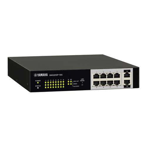 YAMAHA SWX2210P-10G - L2 Netzwerk-Switch (10x Port gesamt | 8x PoE+-Port | optimiert für Dante und PoE+)