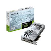 Gigabyte GeForce RTX 5060 Ti-Grafikkarte mit Dual-Fan-Kühler neben ihrer Einzelhandelsverpackung gezeigt