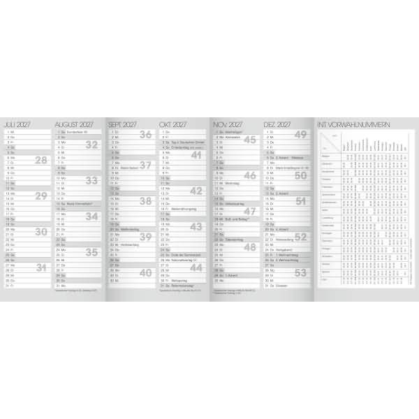 Taschenkalender 8,7x15,3 cm 2 Monate/Seite 2027