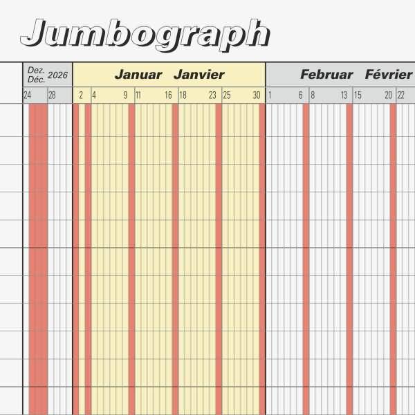 Urlaubsplaner Jumbograph 64,7x29,7cm 1 Seite = 12 Monate leporellogefalzt 2027