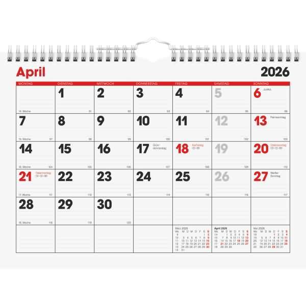 Monatskalender Modell 701 A4 quer 2026