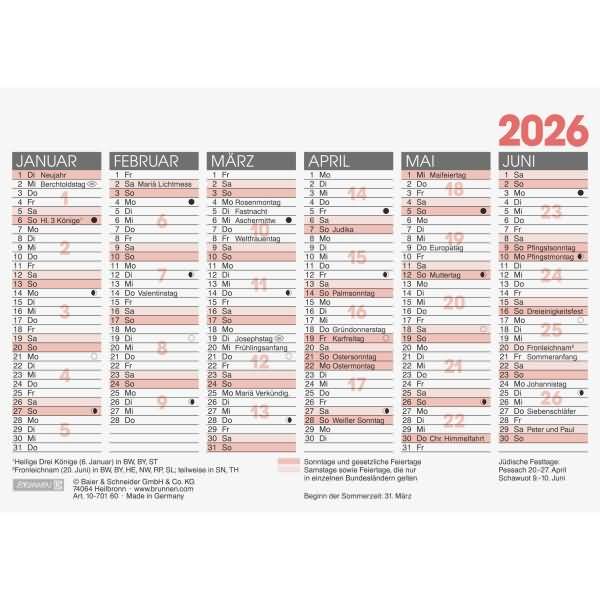 Tafelkalender A6quer 2026