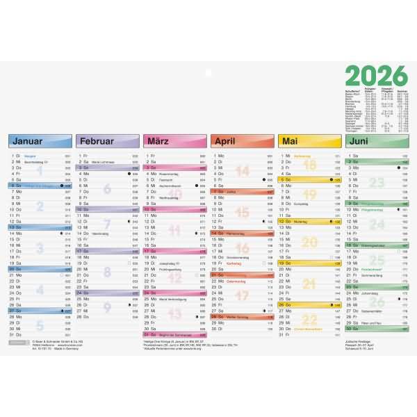 Tafelkalender A4quer Dataline 2026