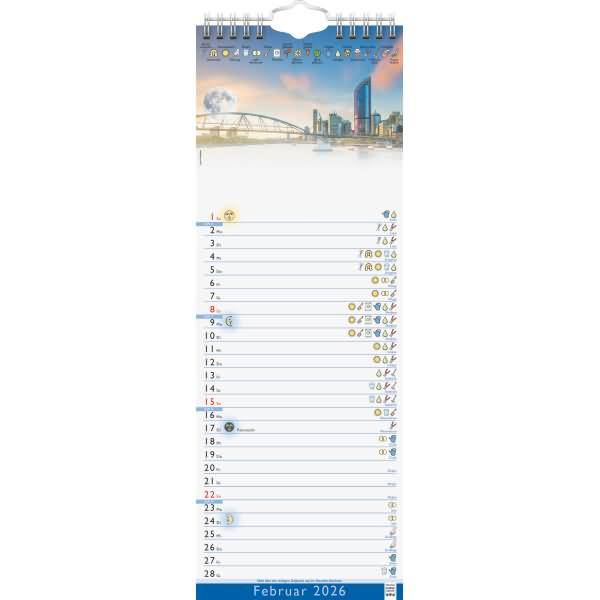 Streifenkalender Mond 15,5x42,8cm 2026